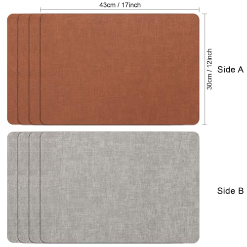 Myir JUN Faux Leather Placemats Set of 6, Dual Sided Waterproof Place Mats by Myir JUN - Used condition - Image 2