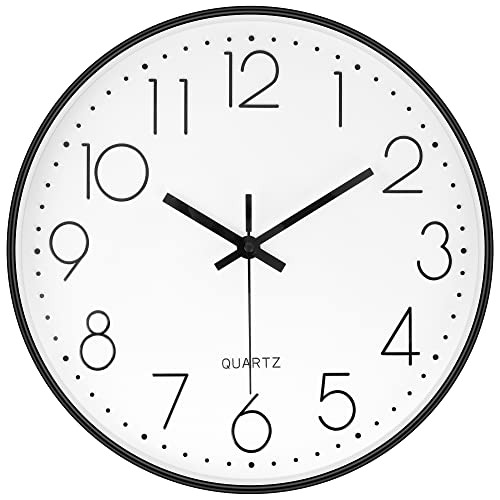 Modern Wall Clock For Living Room Decor, Small Battery Operated Wall Clock, 12 Inch Black Silent Non-Ticking Analog Clock For Kitchen, Office, Bedroom #TOP18