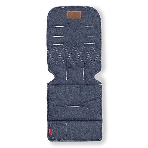 Maclaren colchoneta universal para asiento - Denim, Accesorio de doble cara fácil de poner y quitar en todas las sillas de paseo tipo paraguas, Transpirable y lavable en lavadora