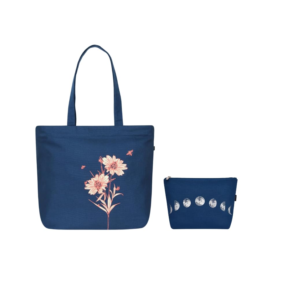 eco right Ecoright Large Canvas Tote Bag for Women with Cosmetic Pouch, Zipper Handbags for Women Inner Pocket for Shopping, Office & Daily Use(Tote & Cosmetic Pouch)-picture-12