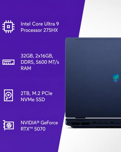 Image of Alienware 16X Aurora Gaming Laptop 16'' 2.5K RTX 5070 Intel Ultra 9 275HX