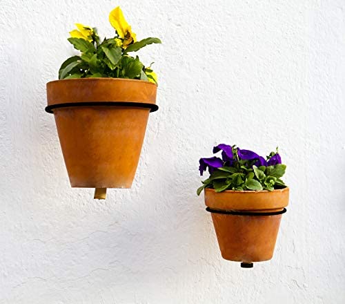 Darware Metal Wall Ring Planters With Pots (4-Pack, 8-Piece Set); Wall Mounted Clay Pots With Holders For Plants And Flowers #TOP1