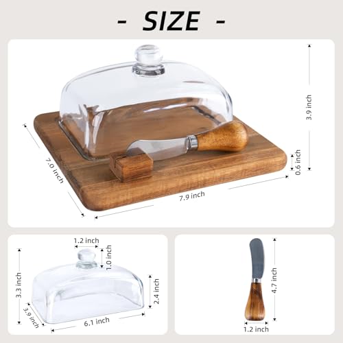 E-ROOM TREND Acacia Wood Butter Dish with Lid for Countertop — view 3