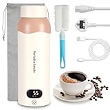Portable Travel Kettle 500ml,Fast Boil Mini Electric Kettle with 6 Temper Presets(45-100 ℃),LCD Display,Leak-Proof & Boil-Dry Protection,45℃/55℃ Keep Warm,Stainless Steel Small Kettle for Car & Home