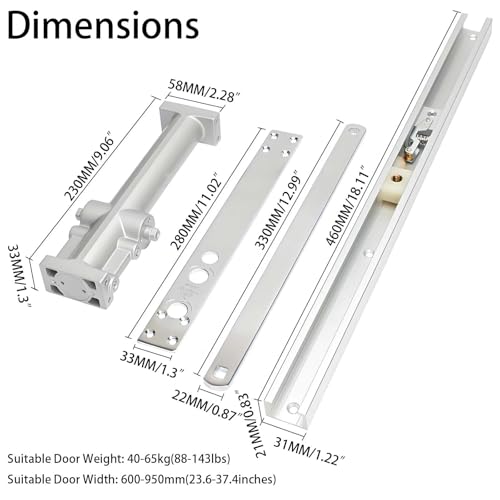 Silmium Concealed Door Closer, Adjustable Hold Open Angle & Closing Speed, Non-Handed Hydraulic Door Closers for Home, Soft Close, Silver by Silmium - Image 5