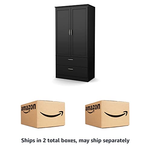 South Shore Acapella Wardrobe Armoire, Pure Black #TOP3