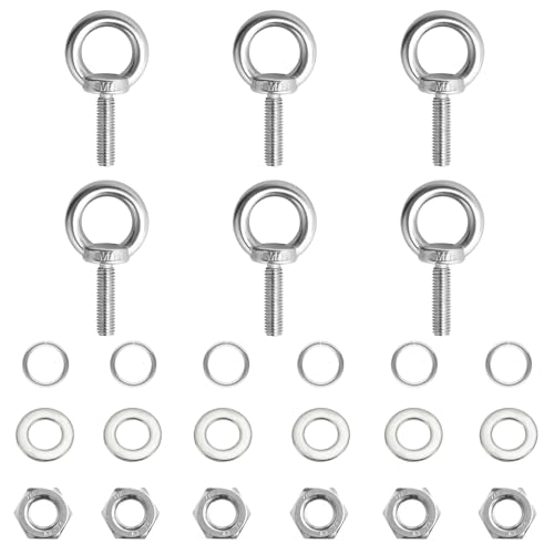 6 Pz Bulloni Occhiello M8 x 30mm, Bullone ad Occhiello M8, Acciaio Inox Bullone Occhiellos, Golfare in Acciaio Inossidabile 304 con Filettatura per Attrezzature di Sollevamento Fissaggio + Dadi