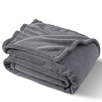 PHF Ultra Soft Fleece Blanket Single Size 130x150cm, No Shed No Pilling Luxury Plush Cozy Flannel 280GSM Lightweight Throw Blanket for Bed, Couch, Chair, Sofa Suitable for All Season, Grey