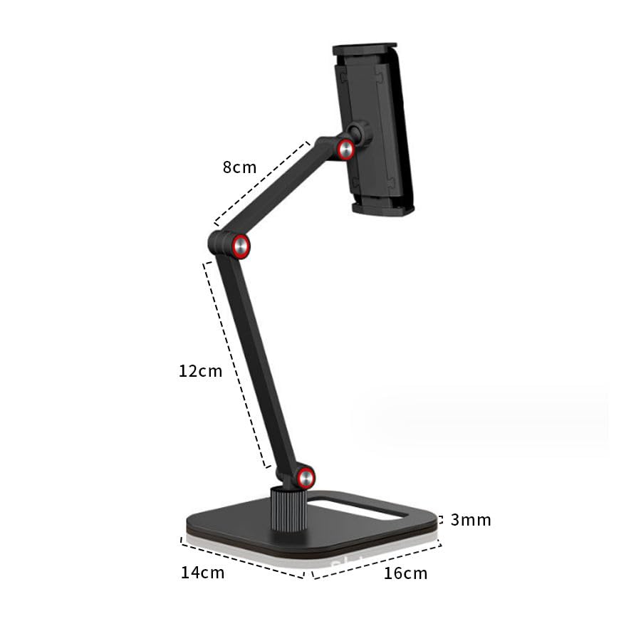 UGIFT Soporte ajustable para tableta, soporte de escritorio multiángulo, giro de 360°, 4-12.9 pulgadas, color negro