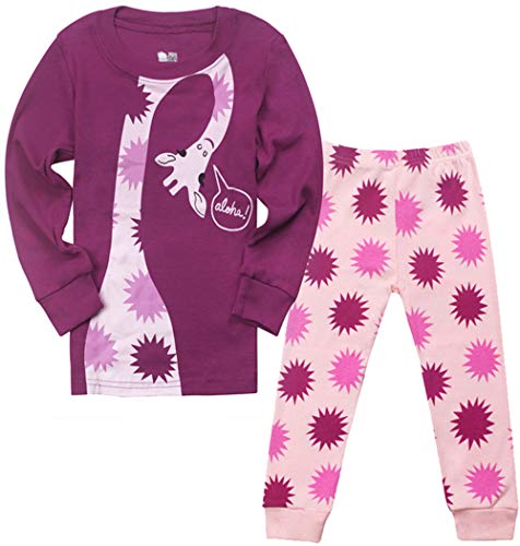 Tkala Fashion Pajamas for Girls Children Clothes Sets 100% Cotton Little Kids Pjs Sleepwear (2-Purple, 7 Years/US 7)