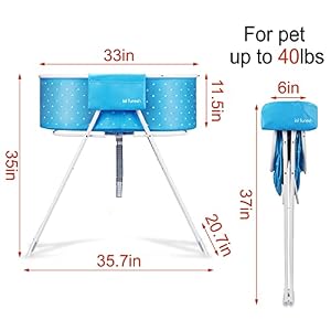 Little Dipper Dog Bath Tub and Wash Station for Bathing Shower and Grooming, Elevated Foldable and Portable, Indoor and Outdoor, for Small and Medium Size Dogs, Cats and Other Pet (Blue) Little Dipper Dog Bath Tub and Wash Station for Bathing Shower and Grooming Elevated Foldable and Portable Indoor and Outdoor for Small and Medium Size Dogs Cats and Other Pet Blue