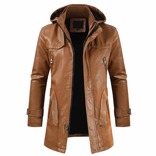 Veste en similicuir pour homme FGRID kaki vintage et épaisse à boutons XL