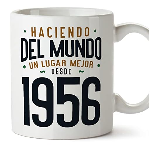 MUGFFINS Tazas 1956 Cumpleaños - En Español - Haciendo del Mundo un Lugar Mejor - 11 oz / 330 ml - Regalo original y divertido