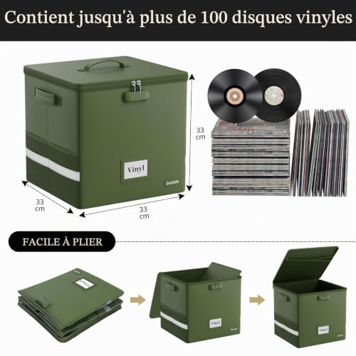 Mallette disques vinyles DocSafe ignifuge avec verrouillage à code vert