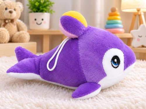 Image of Dolphin Plush Soft Toy with Ball (Purple) - Cute Teddy Style Stuffed Animal for Kids & Babies | Cuddly, Washable & Huggable Gift Toy