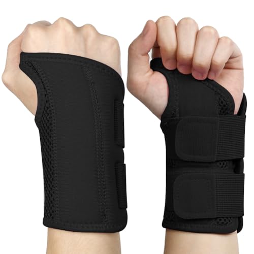 NuVigor Wrist Splints for Carpal Tunnel,Right Left Hand Support with Adjustable Straps for Men Women,Breathable Day Night Wrist Brace for Carpal Tunnel,Pain Relief(Black,S/M Left Hand)