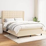 Juroupi Boxspringbett mit Matratze Bett Mit Matratze Betten Boxspringbett Mit Matratze Schlafzimmer Bett Creme 140x190 cm Stoff - 3128282