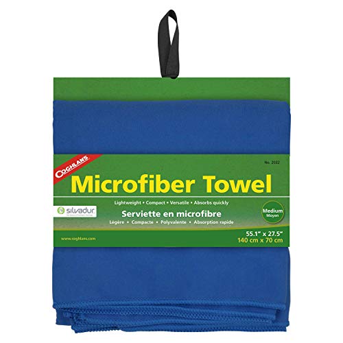 Coghlan's Quick-Dry Microfiber Towel, Medium (55" x 27.5"), Lightweight and Compact for Camping, Lake, Travel, Beach, Gym, and Outdoor Adventures