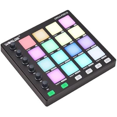 MIDI Controller Beat Maker Machine 6 Assignable Knobs Note Repeat Full Level Buttons and Production Software Portable Mini MIDI Controller Pad USB for Beginner Music Production