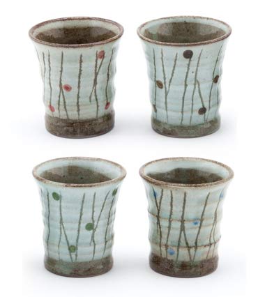 Fuji Merchandise Japanese Porcelain Tea Cups Set Of 4 Traditional Earthenware Glazed Decorative Sushi Teacups Made In Japan #TOP1