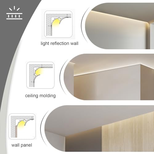 Moulure décorative plafond profilé aluminium blanc éclairage indirect double face - 4