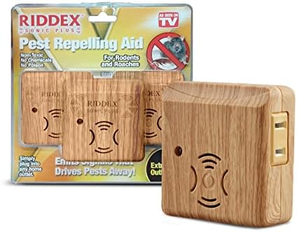 Riddex Sonic Plus Ultrasonic Pest Repeller, Plug in with Outlets for Indoor Use - Insect Repellent - Bug Repellents for Home Defense - Protect Against Rodents and Insects (3 Pack Wood)