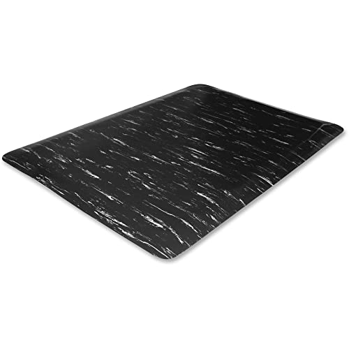 Genuine Joe Anti-Fatigue Foam Mat, Beveled Edges, 3'x5', Black Marble #1