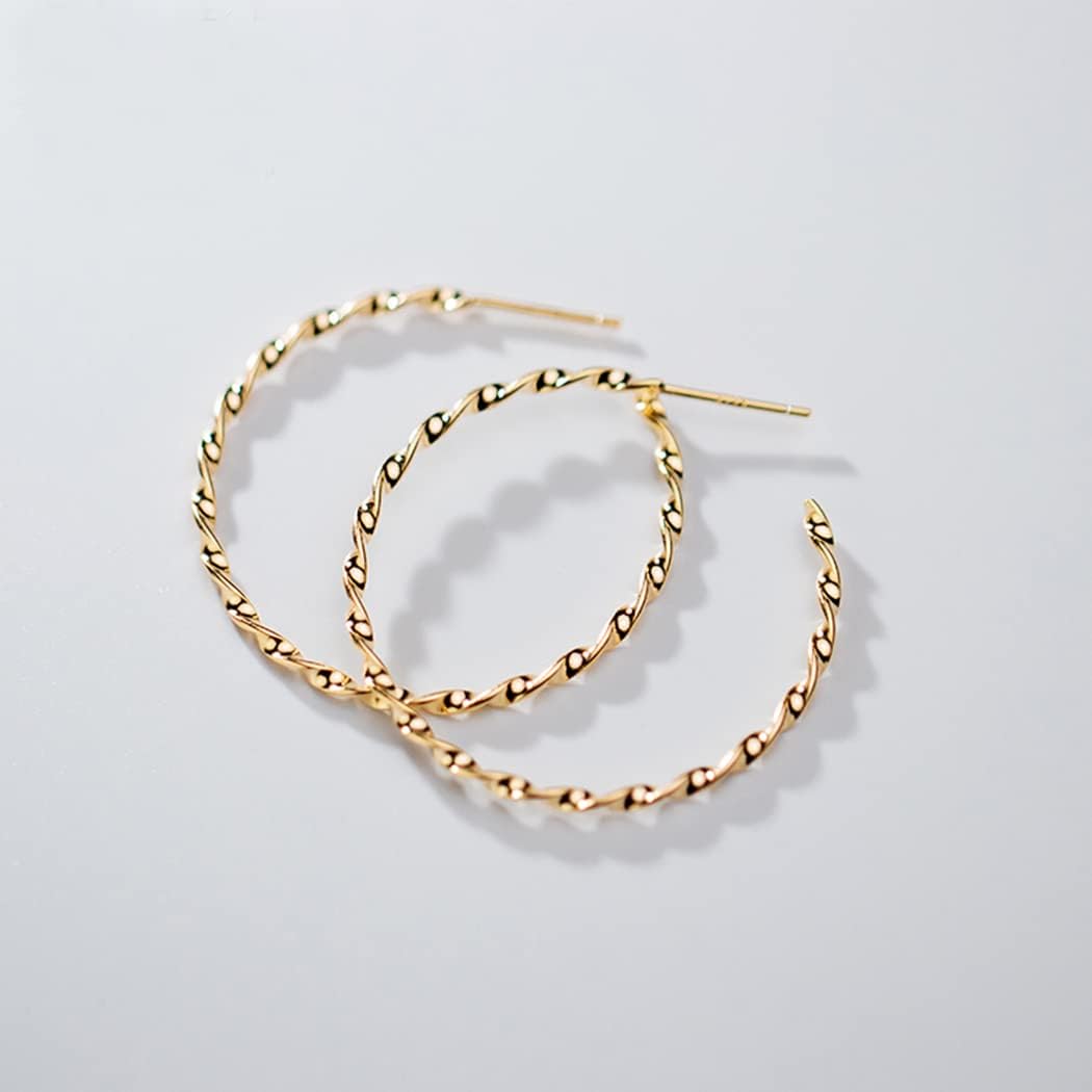 SLUYNZ 925 Sterling Silver Open Hoop Earrings for Women Twisted Round Hoop Earrings Post Minimalist Big Circle Earrings 1.3 Inch - Image 5