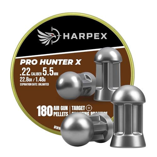 Harpex Pro Hunter X .22 Cal Airgun Pellets – 22.8 Grain Domed Design – Balanced Accuracy & Power – Premium Lead Pellets for Target Shooting, Training & Small Game – Reliable Consistency – 180 Count
