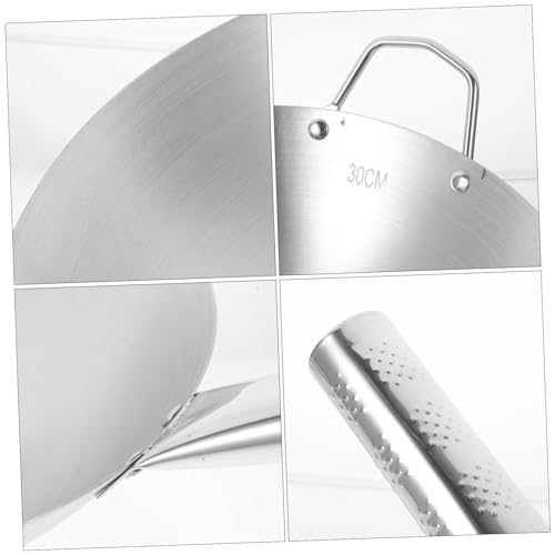 Wok antiadherente de acero inoxidable con mango largo miniatura 5