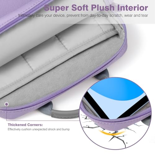 Image of Dadanism 9-11 Inch Tablet Sleeve Bag Carrying Case with Shoulder Strap for iPad (A16) 11 inch, iPad 10th Gen 10.9 inch, iPad Air M4 /Pro M5 11 inch, iPad 9 /8 /7th 10.2 inch, Galaxy Tab A11+ Plus 11 inch, Grey Purple