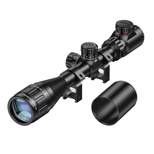 CVLIFE 4-16x44 Tactical Rifle Scope Red and Green Illuminated Built Gun Scope with Locking Turret Sunshade and Mount Included
