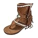 Hbeylia Roman Sandals for Women,Casual Fringe Tassel Flat Clip Toe Retro Bohemian Summer Suede Tassel Flip Flop Flat Slippers Ankle Boots