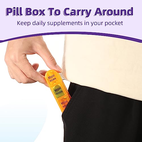 Image of Daviky Weekly Pill Organizer 4 Times a Day, Large 7 Day Pill Box Portable for Travel, Medicine Organizer Box with Removable Individual Pill Containers to Hold Vitamins, Supplements and Medication