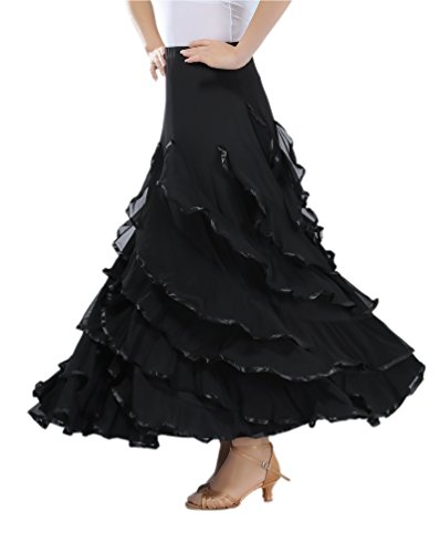 Cismark Voguish Ballroom Dancing Latin Dance Party Skirt Black, One Size #TOP2