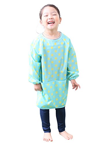 Plie Waterproof Kids Art Smocks 37 Colors (Age 1-10, S-Xxl Size), Mint Dot (02-L) #TOP3