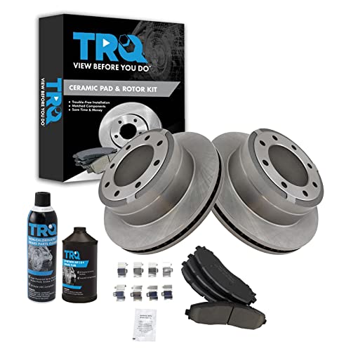 Image of TRQ Rear Brake Pad & Rotor Kit, with Chemical Kit Ceramic Compatible with 2013-2019 Ford F-250 Super Duty F-350 Super Duty