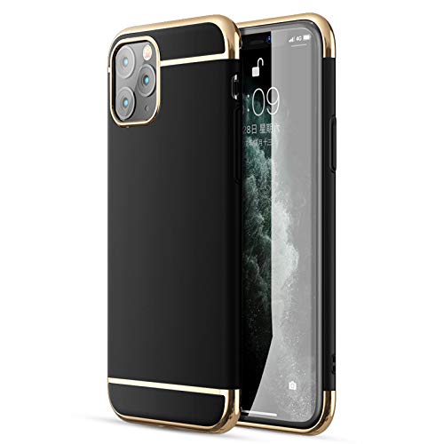 iPhone 11 Pro Max Case, CROSYMX 3 in 1 Ultra Thin and Slim Hard Case Coated Non Slip Matte Surface with Electroplate Frame for Apple iPhone 11 Pro Max (6.5'')(2019) - Black