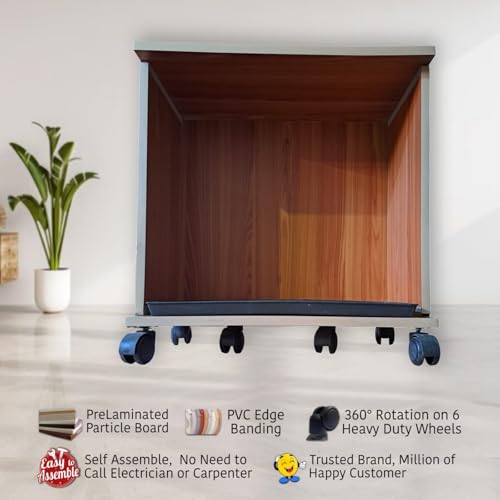 Image of Wooden 150 Kg Load Capicity Inverter Battery Trolley Box for Home & Office Cabinet | Battery Cover | 360 Rotating on 6 Heavy Duty Wheels & PVC Edge Band for Strength (Regal)