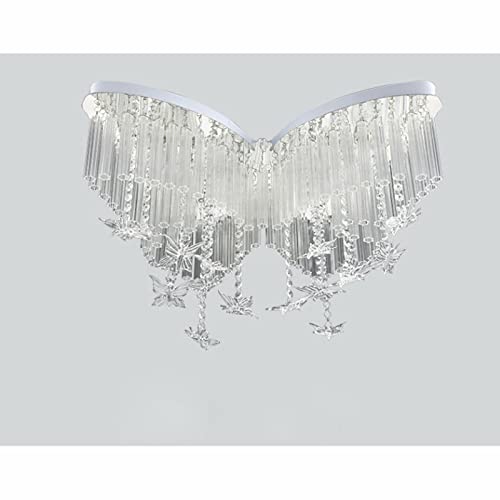 Kangten Modern Romantic Ceiling Light 23.6'' Wide Butterfly Shaped Crystal Raindrop Discoloration Pendant Light Led Flush Mount Fixture For Girls Bedroom Kids Bedroom Living Rooms Hotels Wedding Room #TOP5