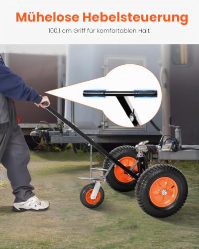 VEVOR Rangierhilfe Anhänger, Anhängerwagen, 544 kg Stützlastkapazität, 460 & 560mm einstellbare Höhe, 50,8 mm Kugel, 386 mm Luftreifen, Karbonstahl, zum Bewegen von Wohnmobilanhängern