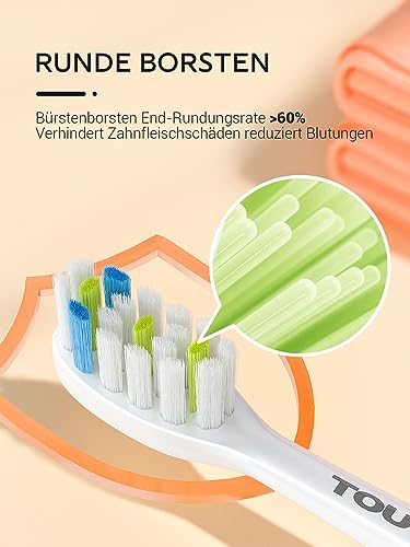 Sonic Toothbrush - TOUCHBeauty elettrico Toothbrush con 6 teste, 4 modalità, timer (bianco) - Image 3