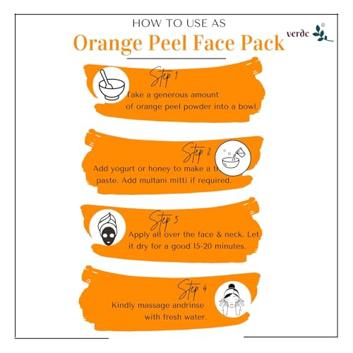 Image of 100% Pure & Natural Orange Peel Powder for Face /Skin /Lips - Bright Skin Vitamin C Facepack - Tan & Scar Removal - All Skin Types - (100 GM)