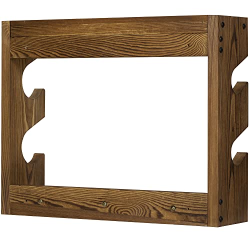 Mygift Rustic Burnt Wood Wall Mounted Baseball Hat Bat Rack And Ball Holder With Display Shelf And Cap And Coat Hooks #TOP6