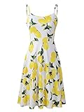 Luckco Women's Sleeveless Adjustable Strappy Summer Floral Flared Swing Dress Small FL-4