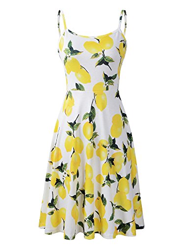 TIMSEM Women's Sleeveless Adjustable Strappy Summer Floral Flared Swing Dress Small FL-4