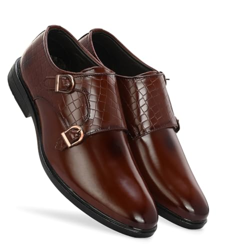 Image of Massari Faux Leather Monk Strap Formal Shoes for Men