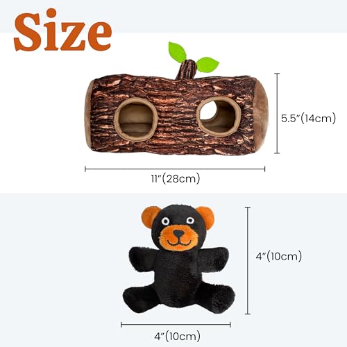 Image of Laifug Hidden Bear Plush Dog Toy, Interactive Barking Dog Toy Playing Hide and Seek, Five in One Bear, Plush Puzzle, Suitable for Dogs of All Stages (Brown, XL)