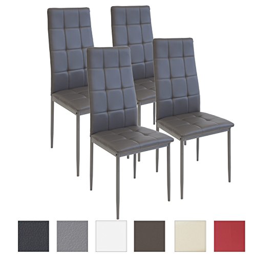 Albatros Silla Rimini, Set de 4 sillas, Gris, certificada por la SGS, Silla de Comedor