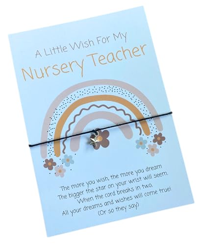 UNIQUEPGIFTS Nursery Teacher Thank You Gift, End of Term, Pre School Wish Bracelet, End of Placement, Retirement, Appreciation Present for Women Men